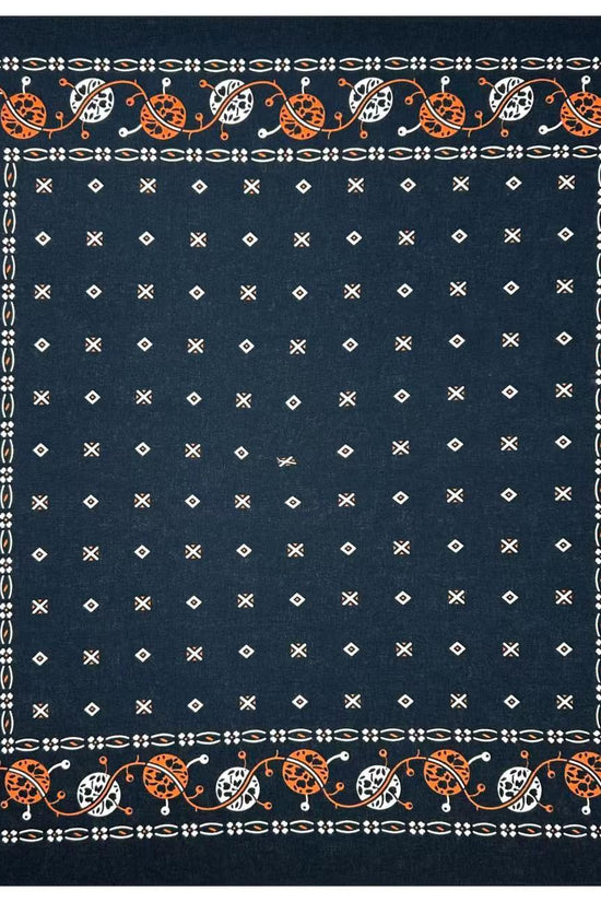 Cotton Vintage Printed Square Scarf Riding Pocket