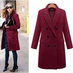 Medium length large woolen overcoat for women - DanaFashionstore