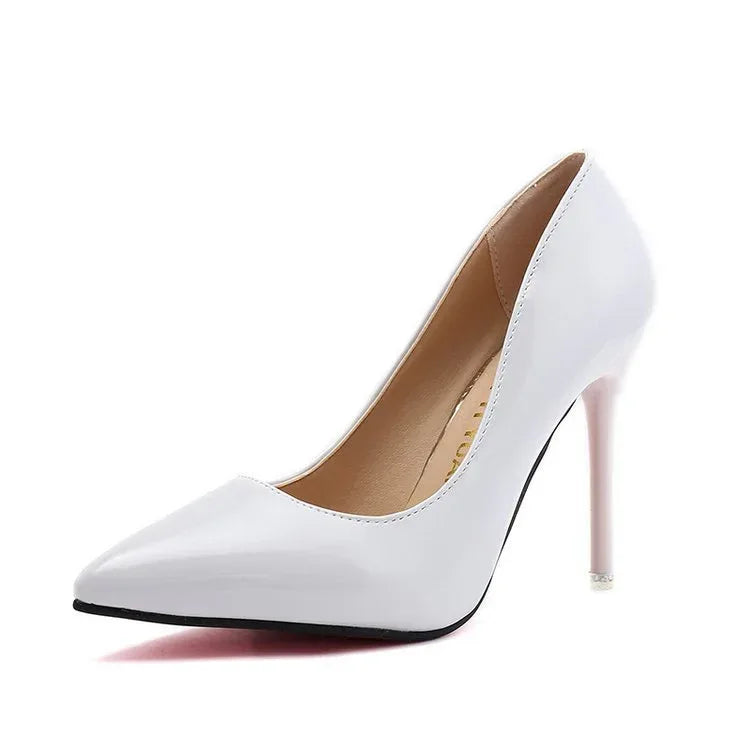 Shallow Mouth Women's Shoes Pointed Toe All-match Patent Leather Women's Single Shoes - DanaFashionstore