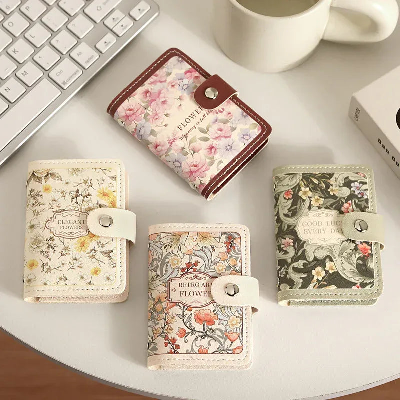 Women's Flower Oil Painting Retro Style Large Capacity Card Holder - DanaFashionstore