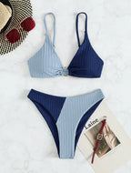 Solid Color Stitching Bikini - DanaFashionstore