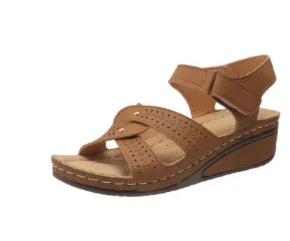 Retro Casual Flower Line Shaped Women's Slope Heel Sandals - DanaFashionstore