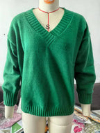 Solid V-neck Sweater Fashion Loose Long-sleeved Knitted Tops Autumn And Winter Women's Clothing - DanaFashionstore