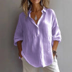 Fashion Long-sleeved Lapel Pullover Shirt Casual Loose Solid Color T-shirt Tops Women's Clothing - DanaFashionstore