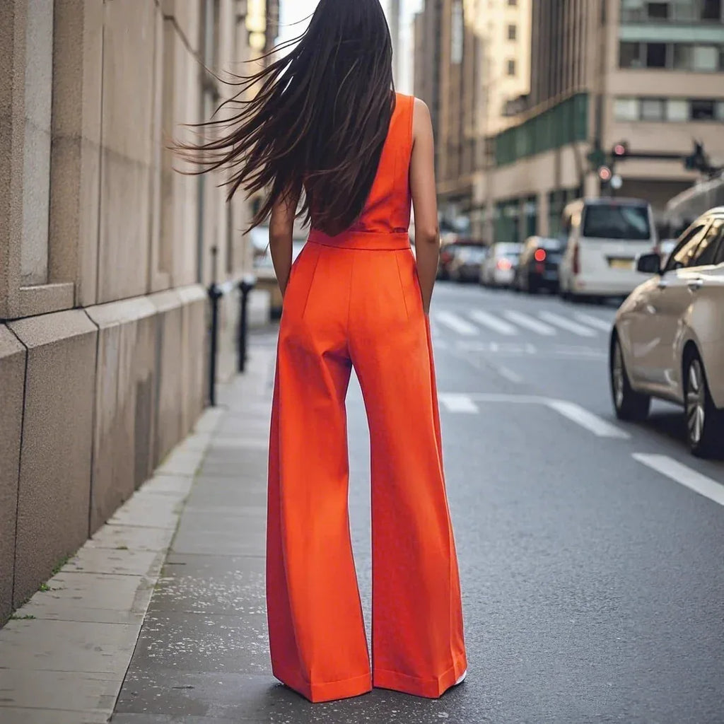 Blouse Collar Wide Leg Jumpsuit 2026 - Solid Color Professional Jumpsuit - DanaFashionstore