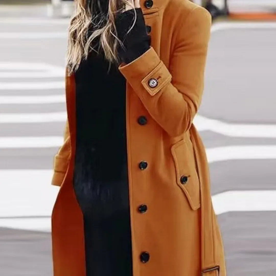 Autumn Winter New Woolen Coat Women's Slim Fit Cardigan Large Coat Women Long Sleeve Single Breasted Stand Collar Woolen Coat - DanaFashionstore