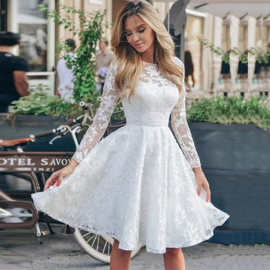 Wedding Dress White Vintage Lace Women Dress - Dana Fashion
