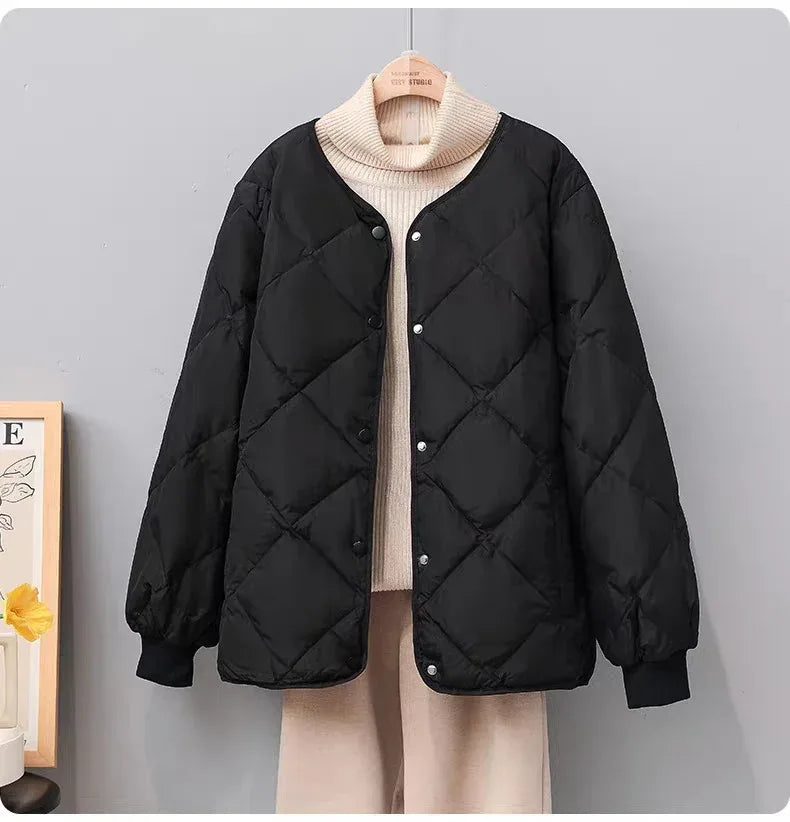 Rhombus Down Jacket Women's Short Coat - DanaFashionstore
