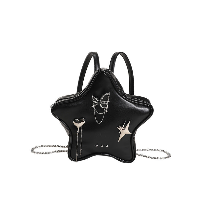 New Original Five-pointed Star Metal Butterfly Love Pendant Black Chain Backpack - Dana Fashion