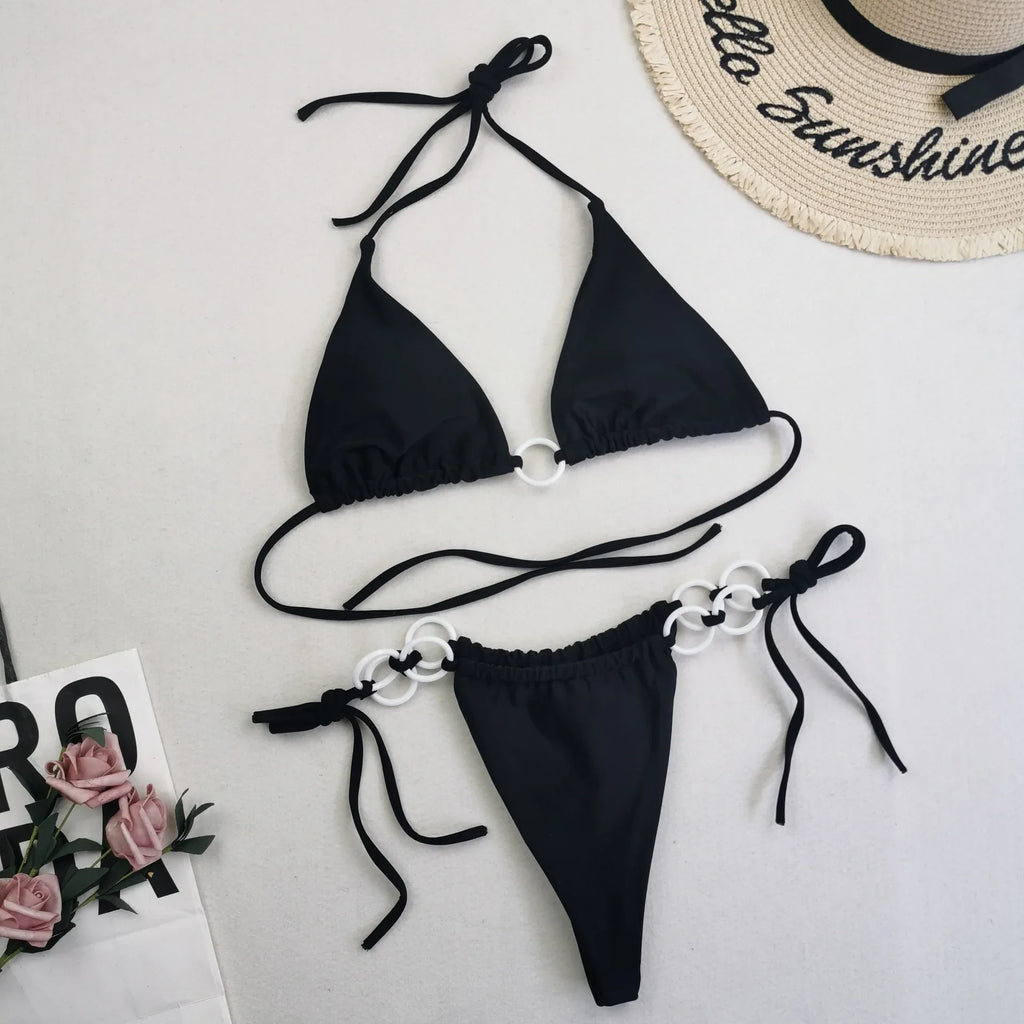 New Women's Split Bikini Double Fabric Lace-up Swimwear - DanaFashionstore