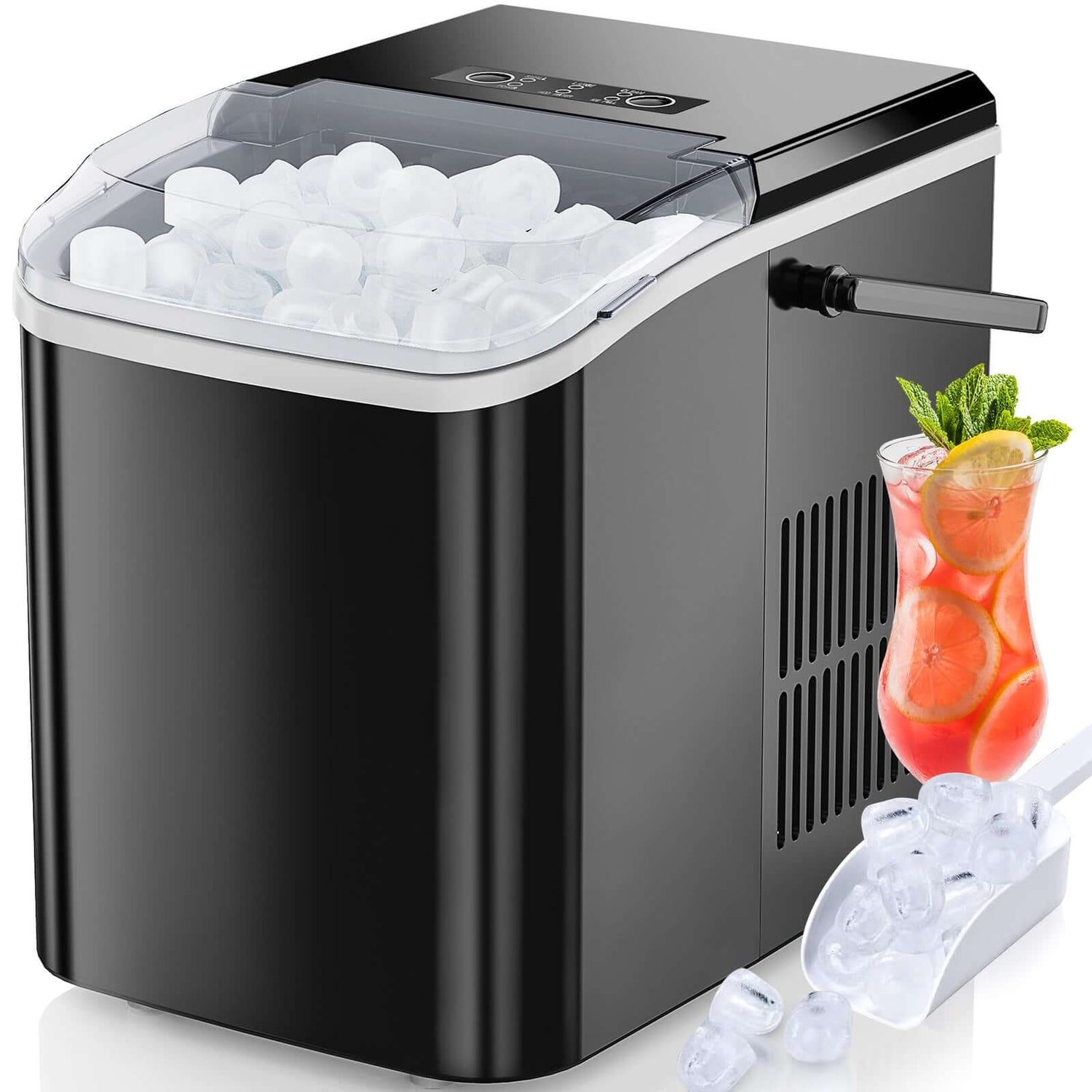 Portable Ice Maker $291.09 Dana Fashion Attribute: Black Dana's Kitchen SpecificationsLength * Width * Height: 10.00 x 14.00 x 12.00 inches (Package): 10.00 x 14.00 x 12.00 inchesWeight: 18.00 lbsProduct Code: ZHUMI-EAM-IM001-PP-BK Specifications:Black De