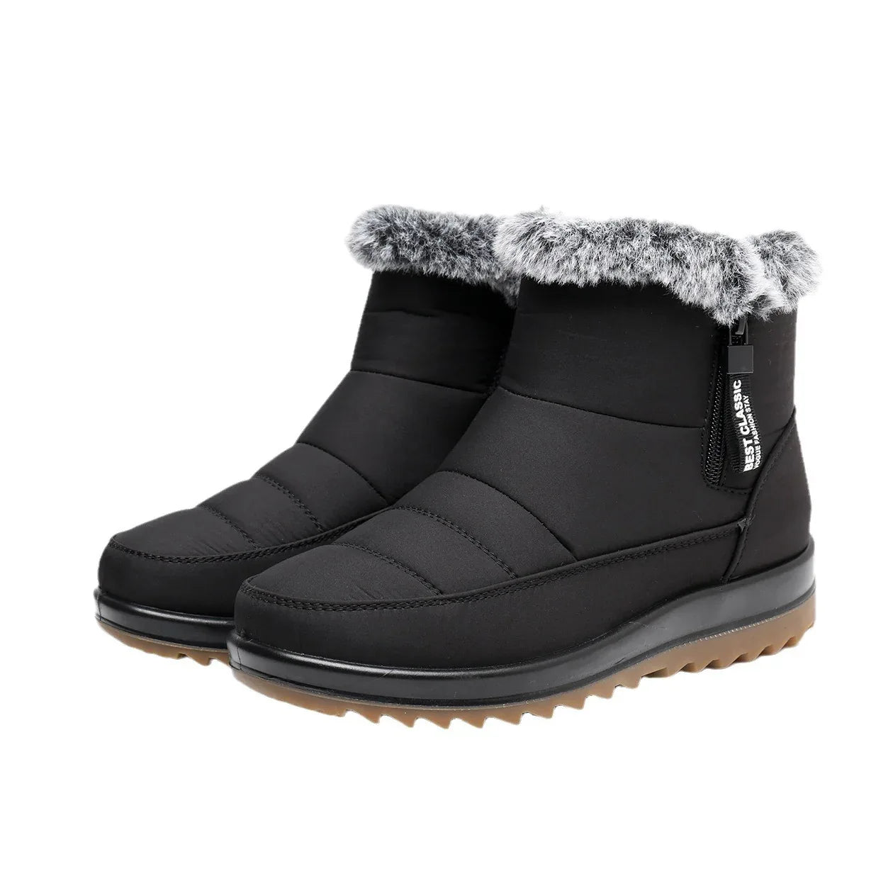 Winter Snow Boot With Side Zipper Fashion Warm Plush Ankle Boots Women's Fleece Short Shoes - DanaFashionstore