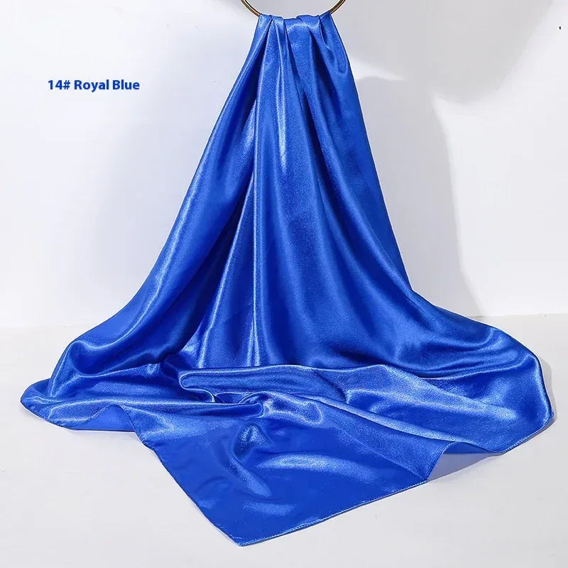 Pure Color Silk Scarf Artificial Silk 90cm Shiny Satin Shawl - DanaFashionstore