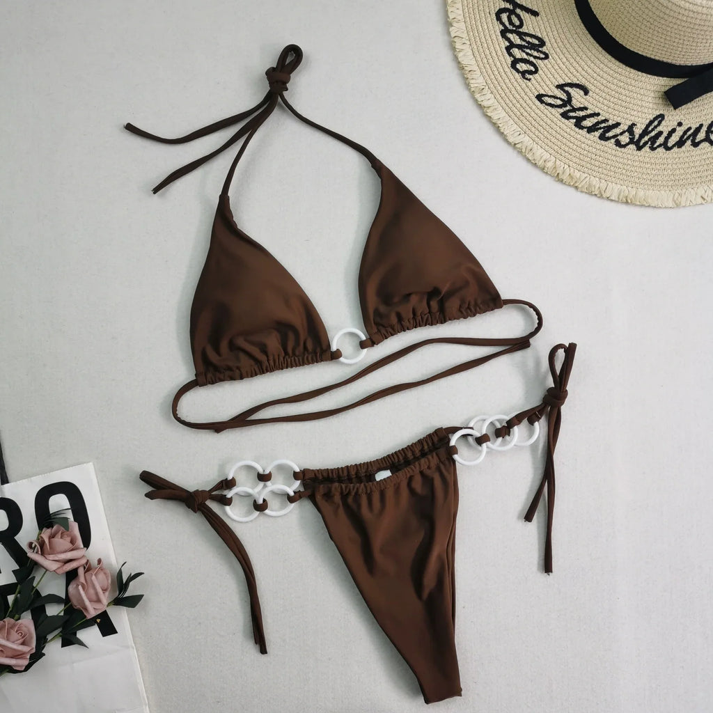 New Women's Split Bikini Double Fabric Lace-up Swimwear - DanaFashionstore
