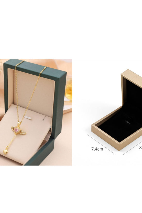 Moving Cupid Heart Angel Wings Tassel Necklace With Crystal Clavicle Chain Women Jewelry Gift Valentine's Day