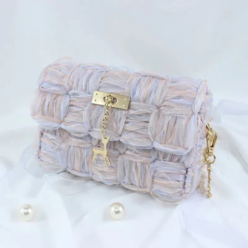 Ribbon gauze hand-woven chain bag - DanaFashionstore