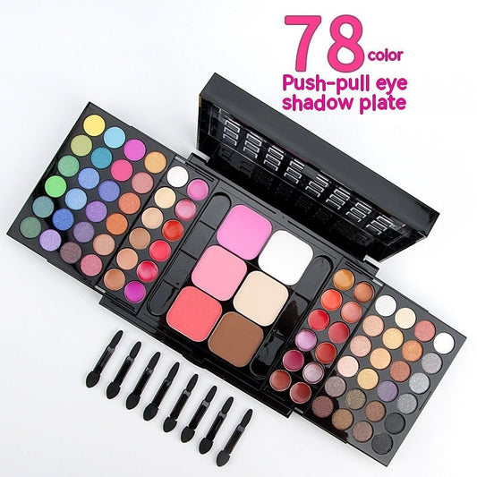 78 Colors Makeup Set Shading Powder Lipstick $54.37 Dana Fashion Color Classification: 78 Colors Eye Shadow makeup Product information: Color: as shown in the picture Style: 78-color push-pull eye shadow Category: Makeup Set Pattern: solid color Specifica