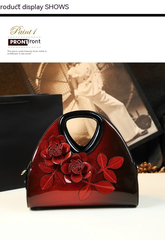 Personalized Flower Dumpling Niche Handbag Versatile Patent Leather Messenger Bag - Dana Fashion