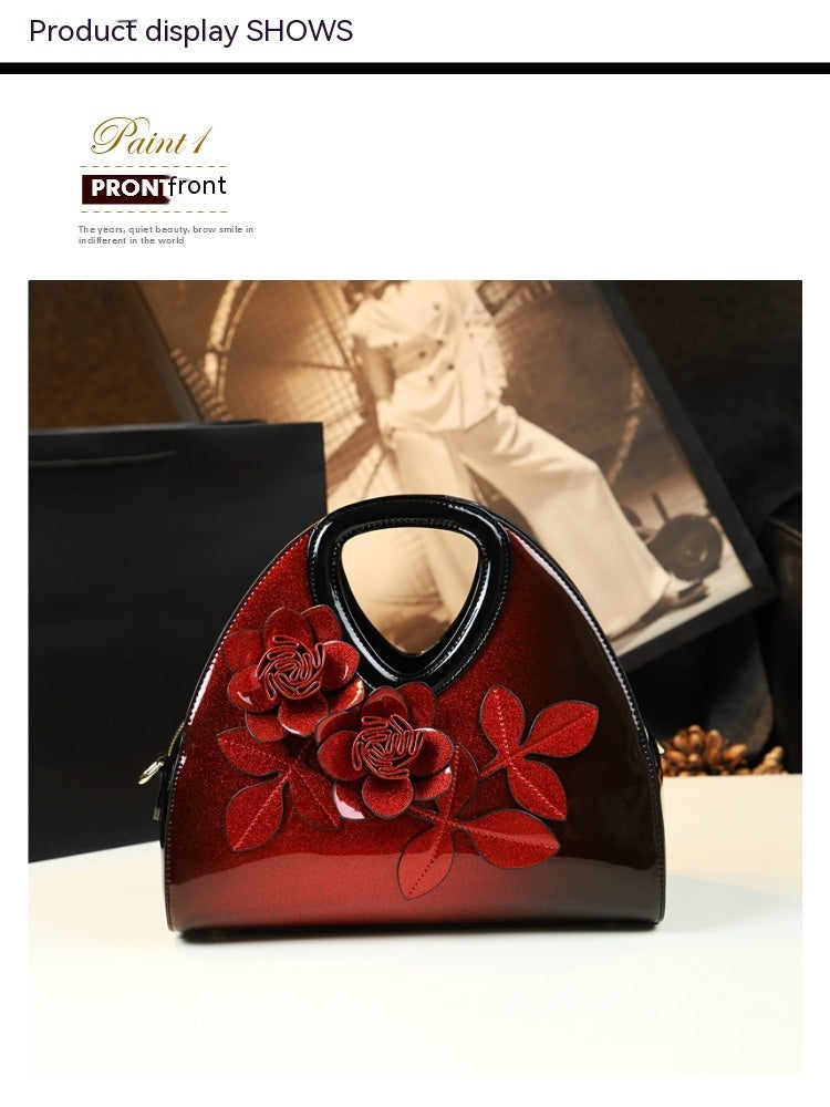 Personalized Flower Dumpling Niche Handbag Versatile Patent Leather Messenger Bag - Dana Fashion