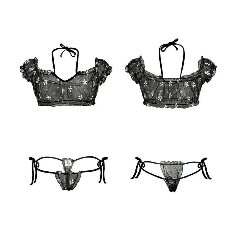 Mesh Petals Underwear Tube Top Panties Set - DanaFashionstore