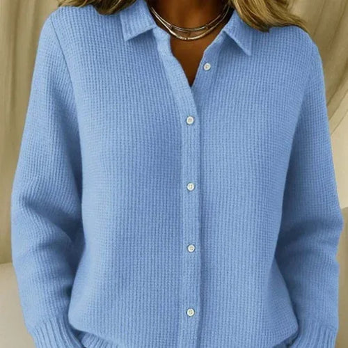 Casual Fashion Button Knitted Lapel Sweater For Women Long Sleeve Knitted Sweaters Tops Winter Jumper - DanaFashionstore