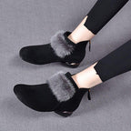Winter Rubber Back Zipper Artificial Velboa Boots - DanaFashionstore