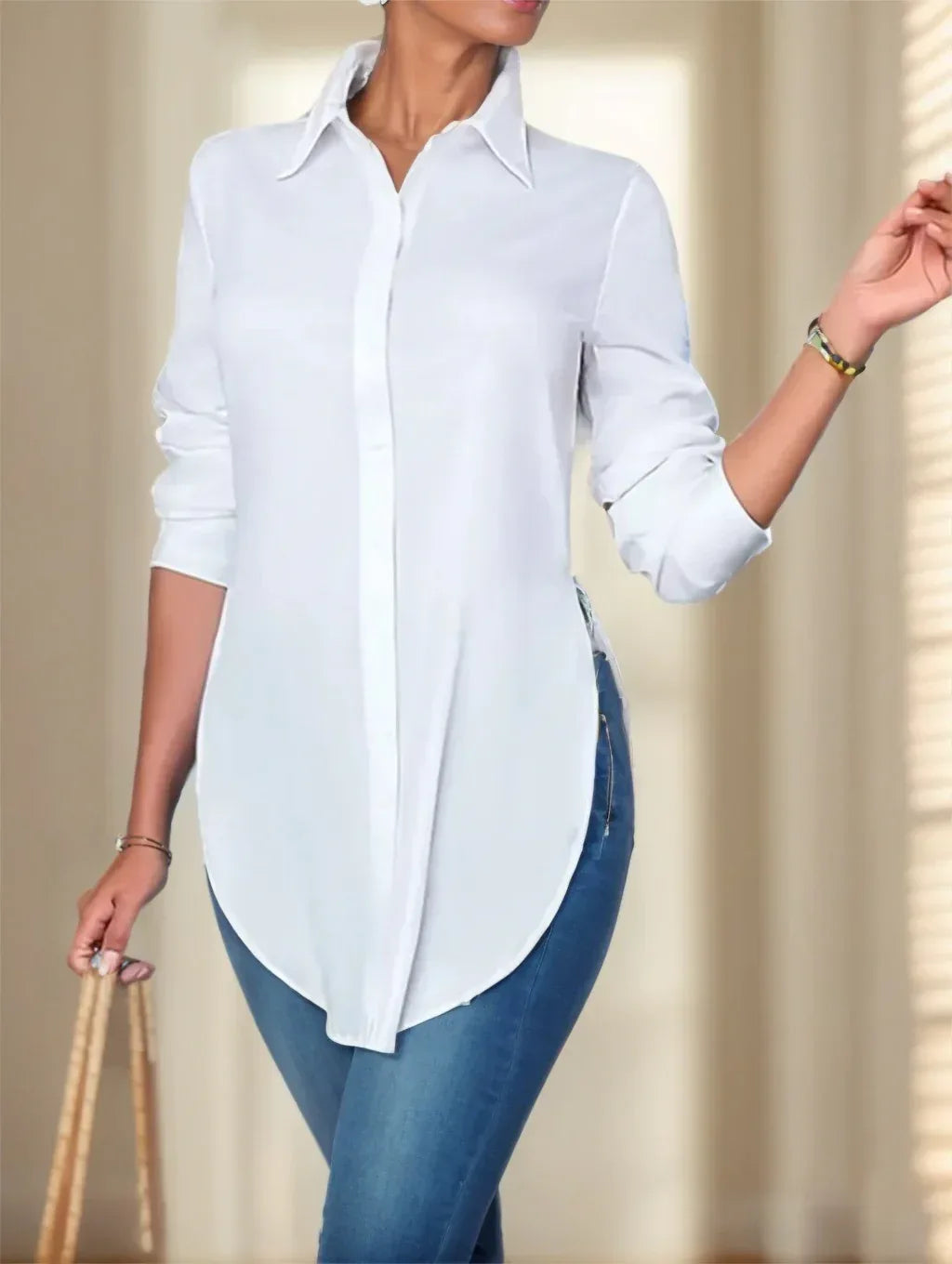 Split Button Front Shirt - DanaFashionstore