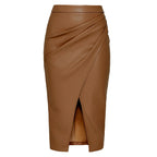 Leather Skirt Slim Fit High Waist Casual Slimming - DanaFashionstore