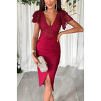 Casual Short Sleeve Split Dress Women - DanaFashionstore
