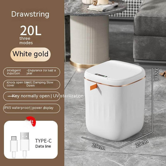 Smart Trash Can With Lid For Bedroom And Living Room Kitchen Storage Box Trash Can Induction Small Car Box Automatic Smart Dustbin Smart Trash Bin $133.38 Dana Fashion Color: White gold style: 20L Toys & Hobbies Summary: It senses people approaching and o