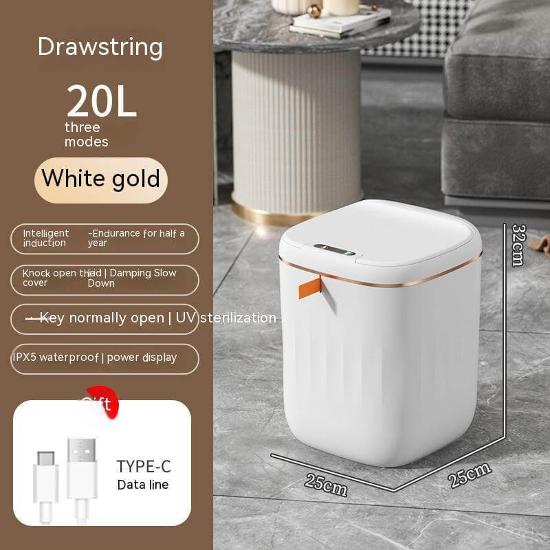 Smart Trash Can With Lid For Bedroom And Living Room Kitchen Storage Box Trash Can Induction Small Car Box Automatic Smart Dustbin Smart Trash Bin $133.38 Dana Fashion Color: White gold style: 20L Toys & Hobbies Summary: It senses people approaching and o