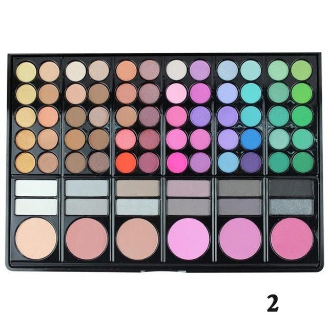 78Color Eyeshadow Palette Matte Shimmer $29.00 Dana Fashion Appearance Color: Color1 makeup Product information: Product category: eye shadow brush Brush material: nylon Brush handle material: plastic Appearance color: 78 # 1, 78 # 2, 78 # 3 Size: 24x17x1