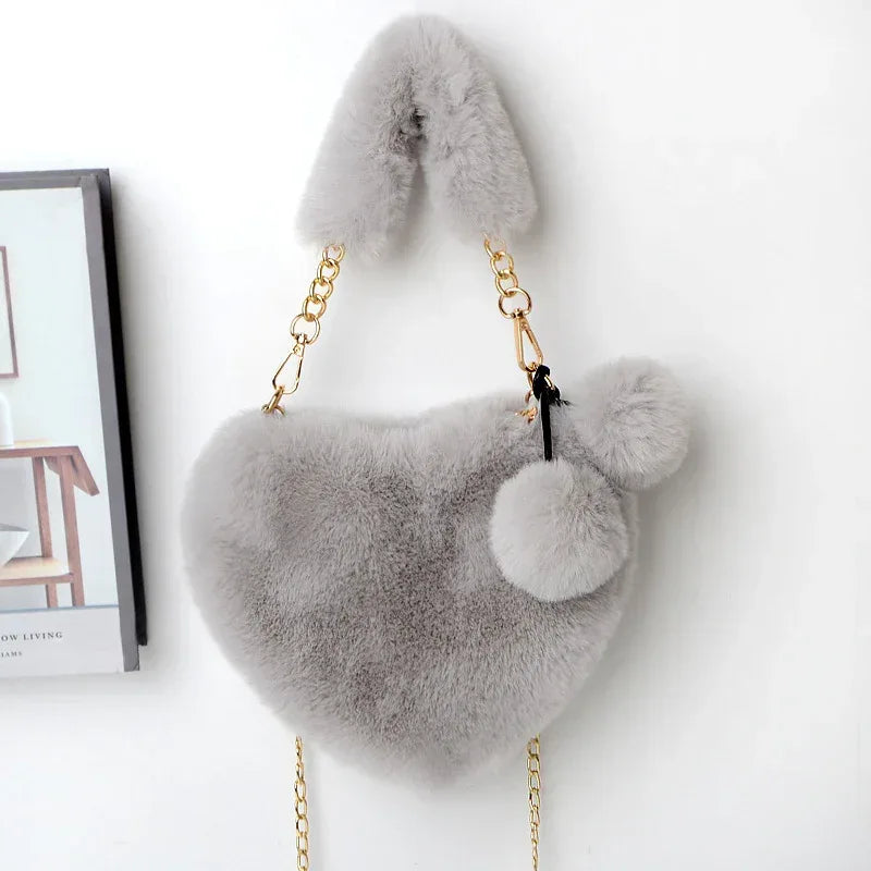 Love Bags Soft Plush Handbags Women Valentine's Day Party Bag - DanaFashionstore
