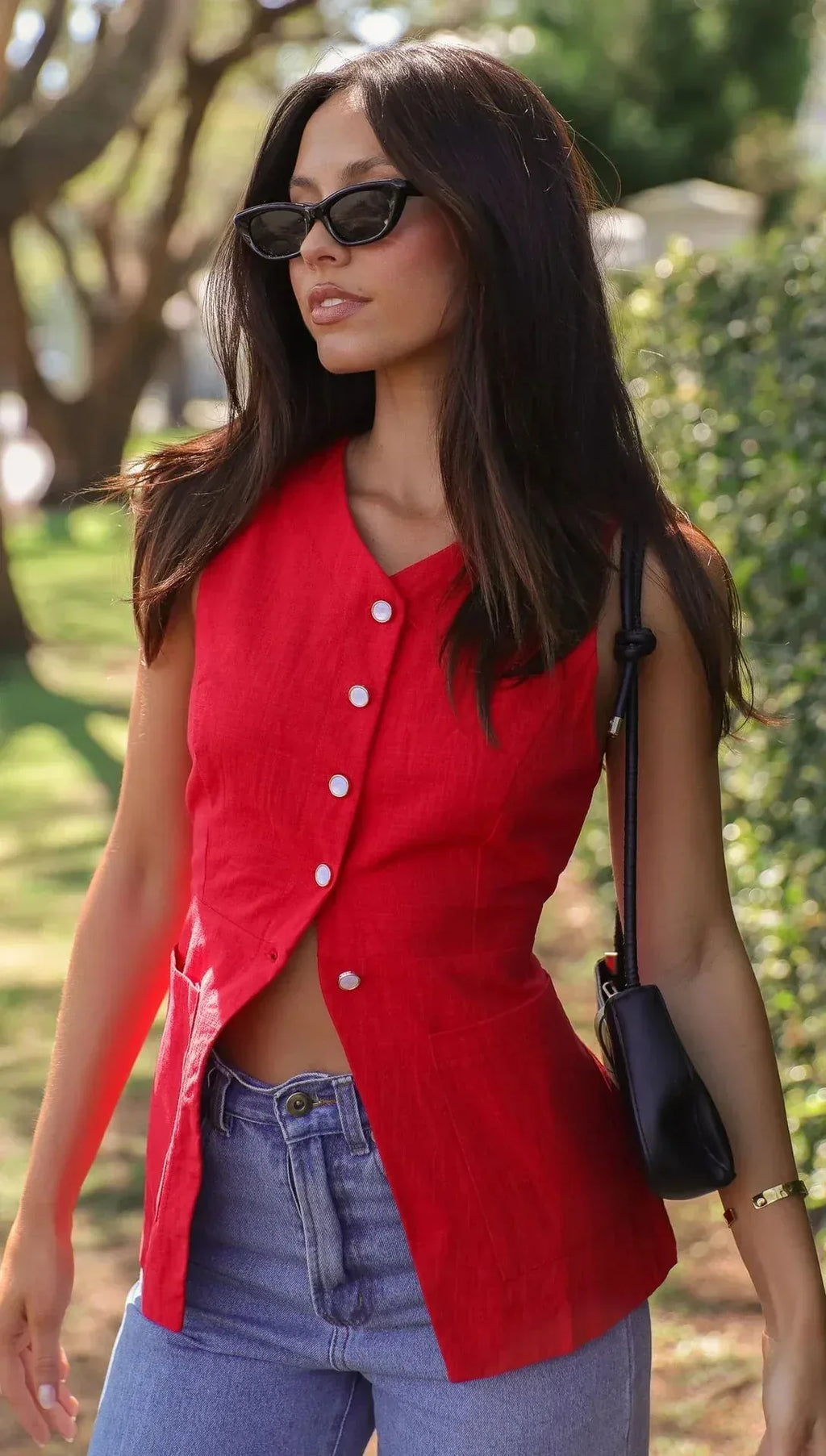 Solid Color And V-neck Sleeveless Vest Design Vest - DanaFashionstore