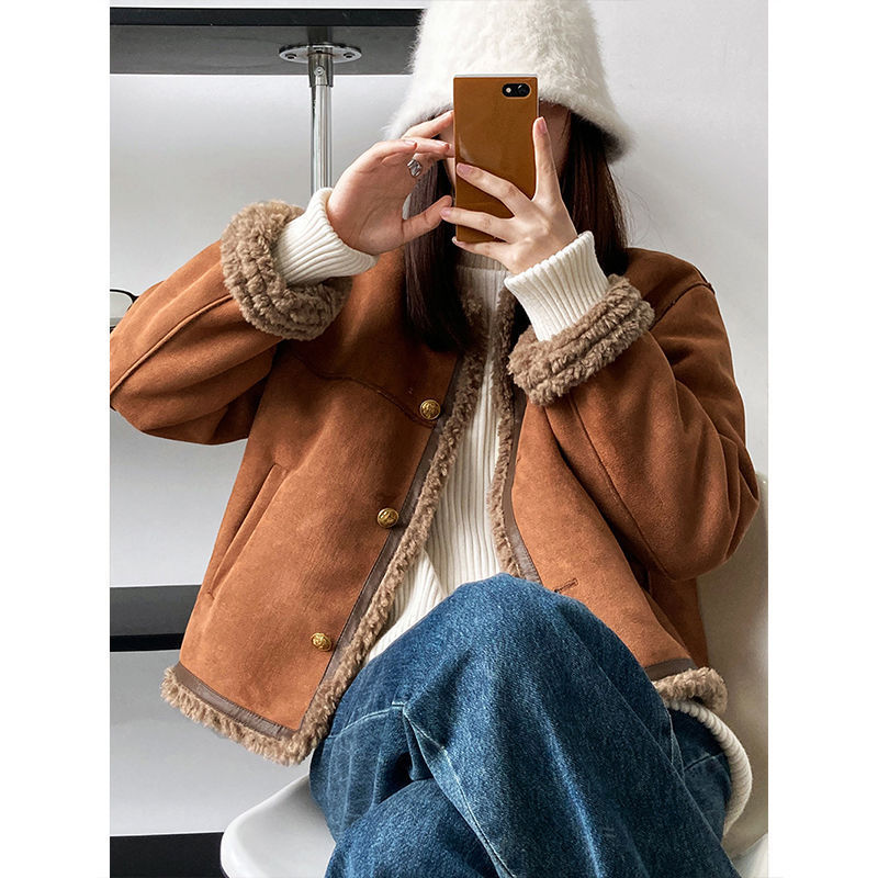 Idle Style Lamb Plush Coat Women's Winter Fur  Thick