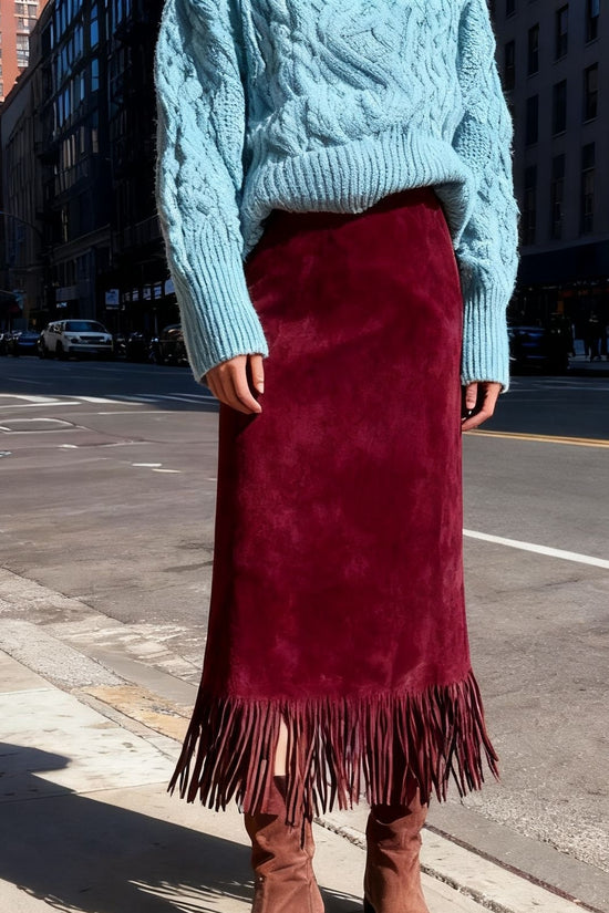 Women's Fashionable Elegant Long Suede Skirt Comfortable Slim Fit