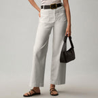 Plus-size High-waisted Slimming Solid-color Suit Pants