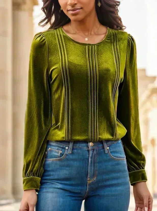 A Solid-colored Long-sleeved Top For Ladies - DanaFashionstore