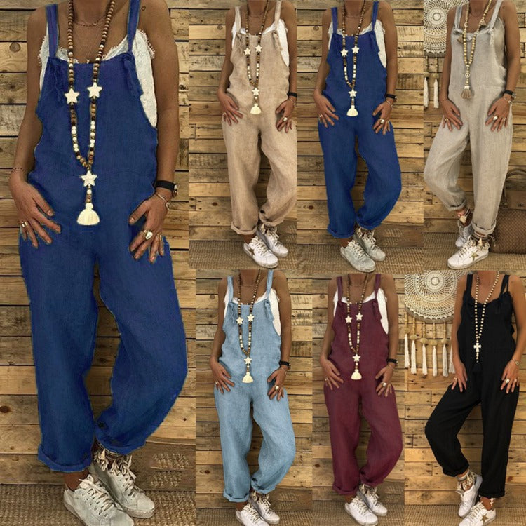 Loose suspender jumpsuit plus size overalls