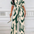 V-neck Loose Printed Long Jumpsuit - DanaFashionstore