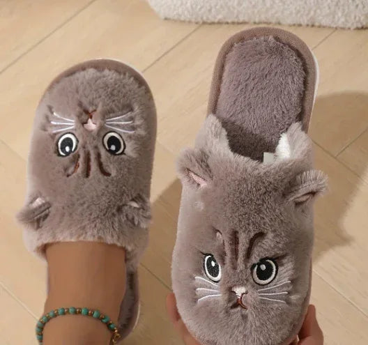 Autumn And Winter Cotton Slippers Men And Women Couple Kitty Cartoon - DanaFashionstore