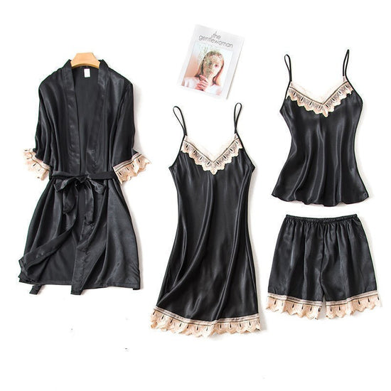 European and American new style cuff lace nightgown suspender skirt sexy suit - Dana Fashion
