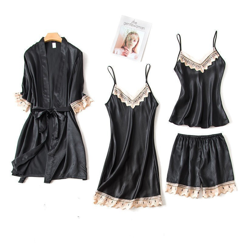 European and American new style cuff lace nightgown suspender skirt sexy suit - Dana Fashion