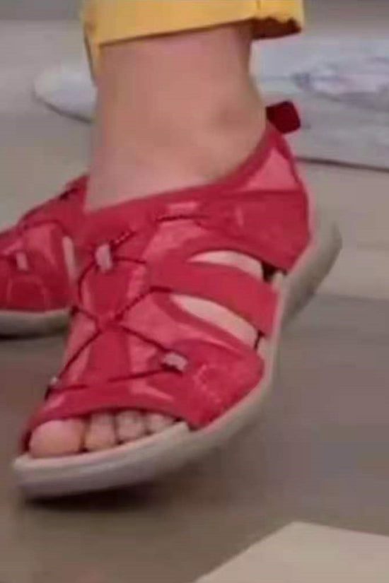 Women's New Roman Wedge Sandals Round Toe Velcro