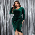 Plus Size Long Sleeve Slim Fit High Waist Dress - DanaFashionstore