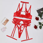 Love Drill Buckle Embroidered Lingerie 2026 - Sexy Cutout Suit - DanaFashionstore