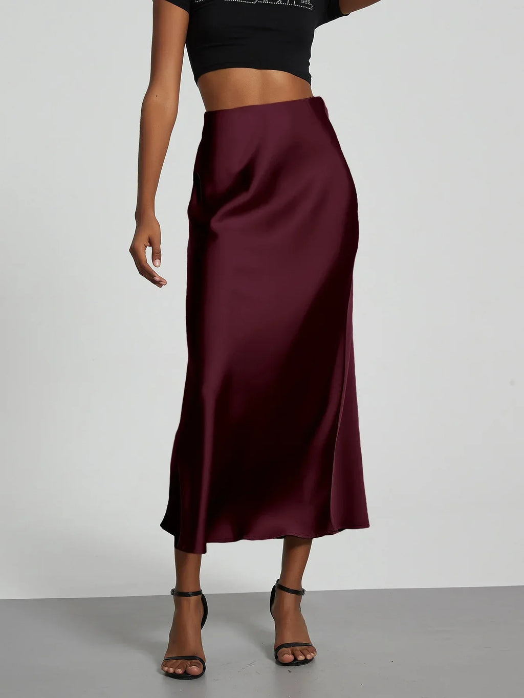 Women's Slim Fit Satin Skirt Fashion Chic Solid Long Skirt - DanaFashionstore