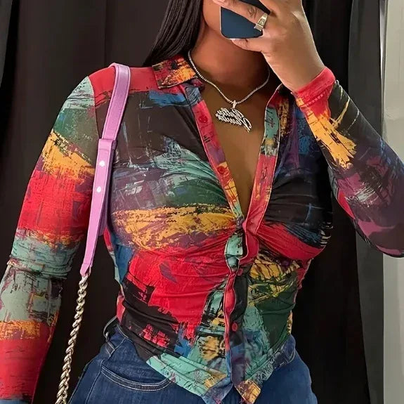 Women's Fashionable Plaid Long Sleeve Top - DanaFashionstore