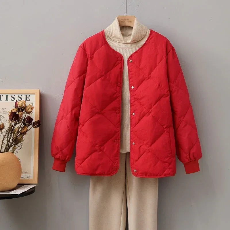 Rhombus Down Jacket Women's Short Coat - DanaFashionstore