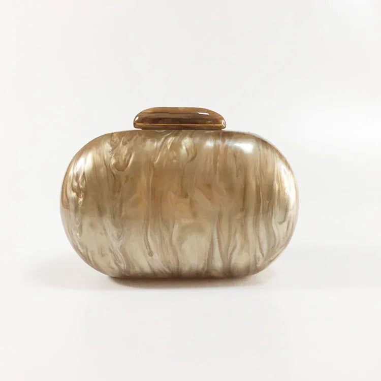 Women's Oval Acrylic Solid Color Pearly Evening Bag - DanaFashionstore